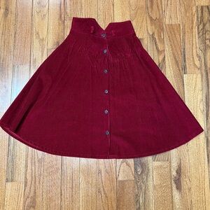 Red Corduroy Skirt with Buttons VINTAGE